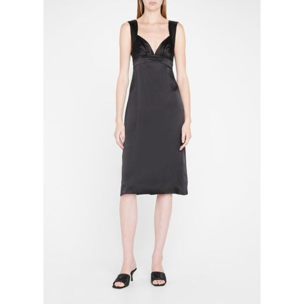 RACHEL COMEY Vanni Silk Empire Midi Dress Black Size 2 Classic Sexy Chic LBD
